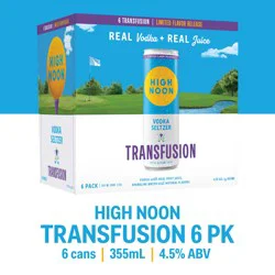 High Noon Vodka Seltzer Transfusion 6 pack