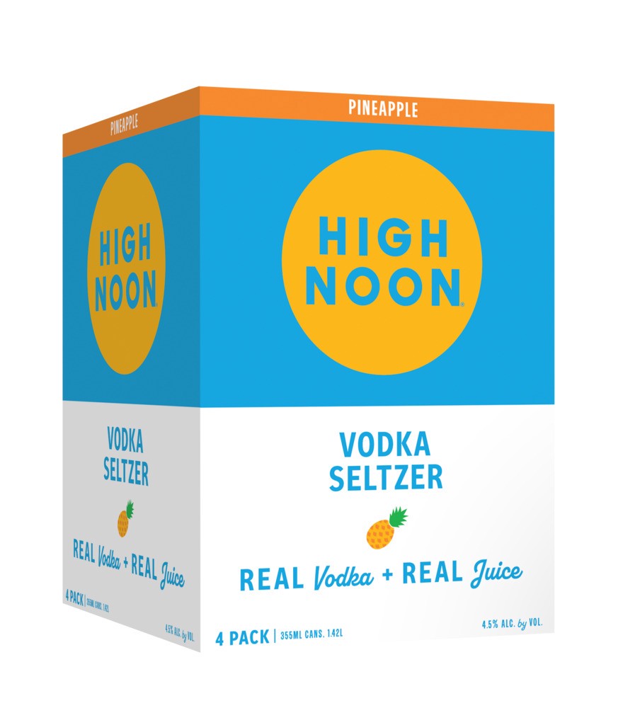 slide 1 of 1, High Noon Pineapple Vodka Hard Seltzer 355ml Can 4pk, 4 ct; 12 oz