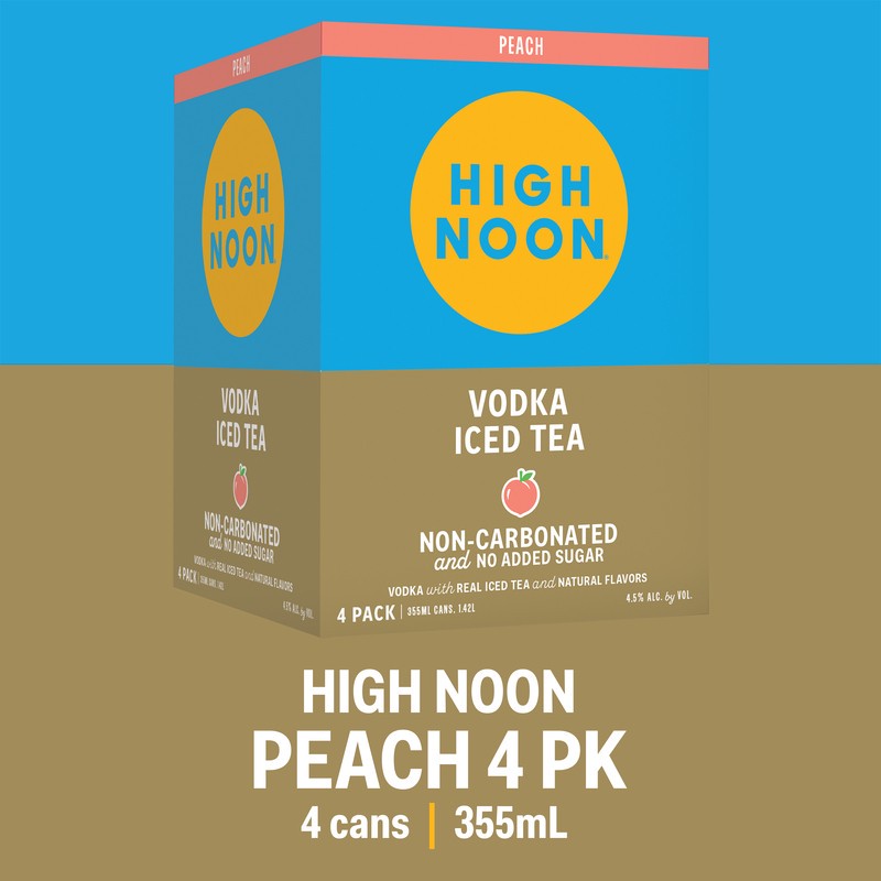 slide 2 of 4, High Noon Peach Vodka Iced Tea 4 Pack, 4 ct; 12 oz
