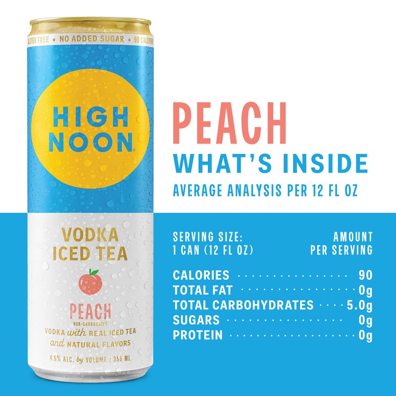 slide 3 of 4, High Noon Peach Vodka Iced Tea 4 Pack, 4 ct; 12 oz