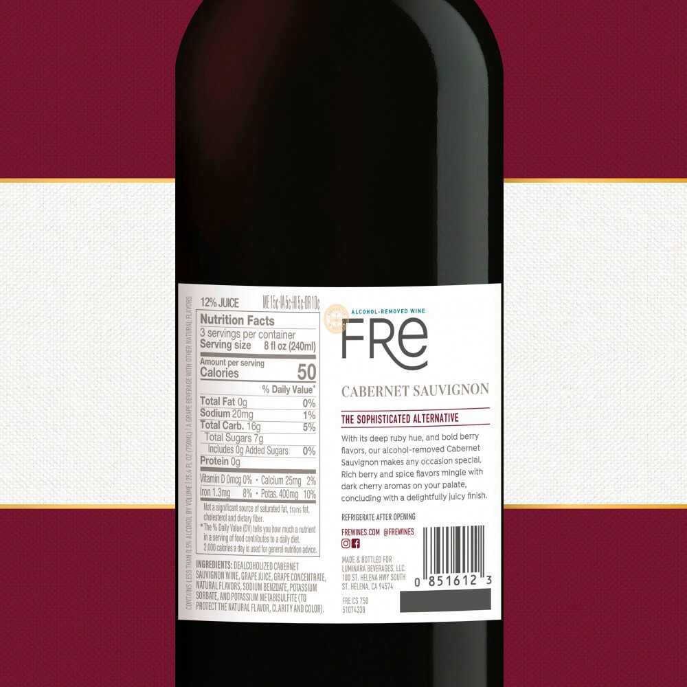 slide 3 of 6, Fré California Vineyards Alcohol-Removed Cabernet Sauvignon 25.4 fl oz, 25.4 fl oz