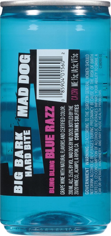 slide 2 of 4, Mad Dog by MD 20/20 Bling Bling Blue Razz Wine 200 ml, 200 ml