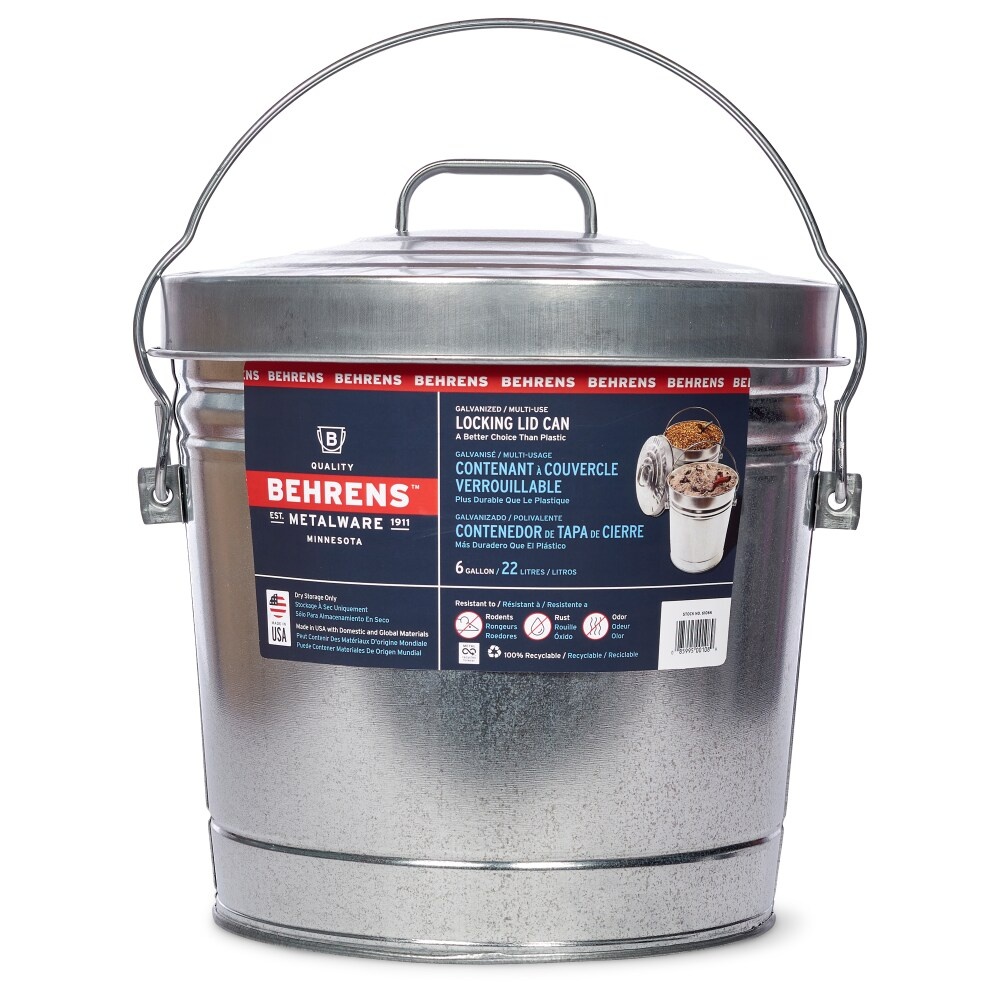 slide 1 of 1, Behrens Locking Lid Steel Can - 13.5 X 13.5 X 12.8 Inch, 1 ct