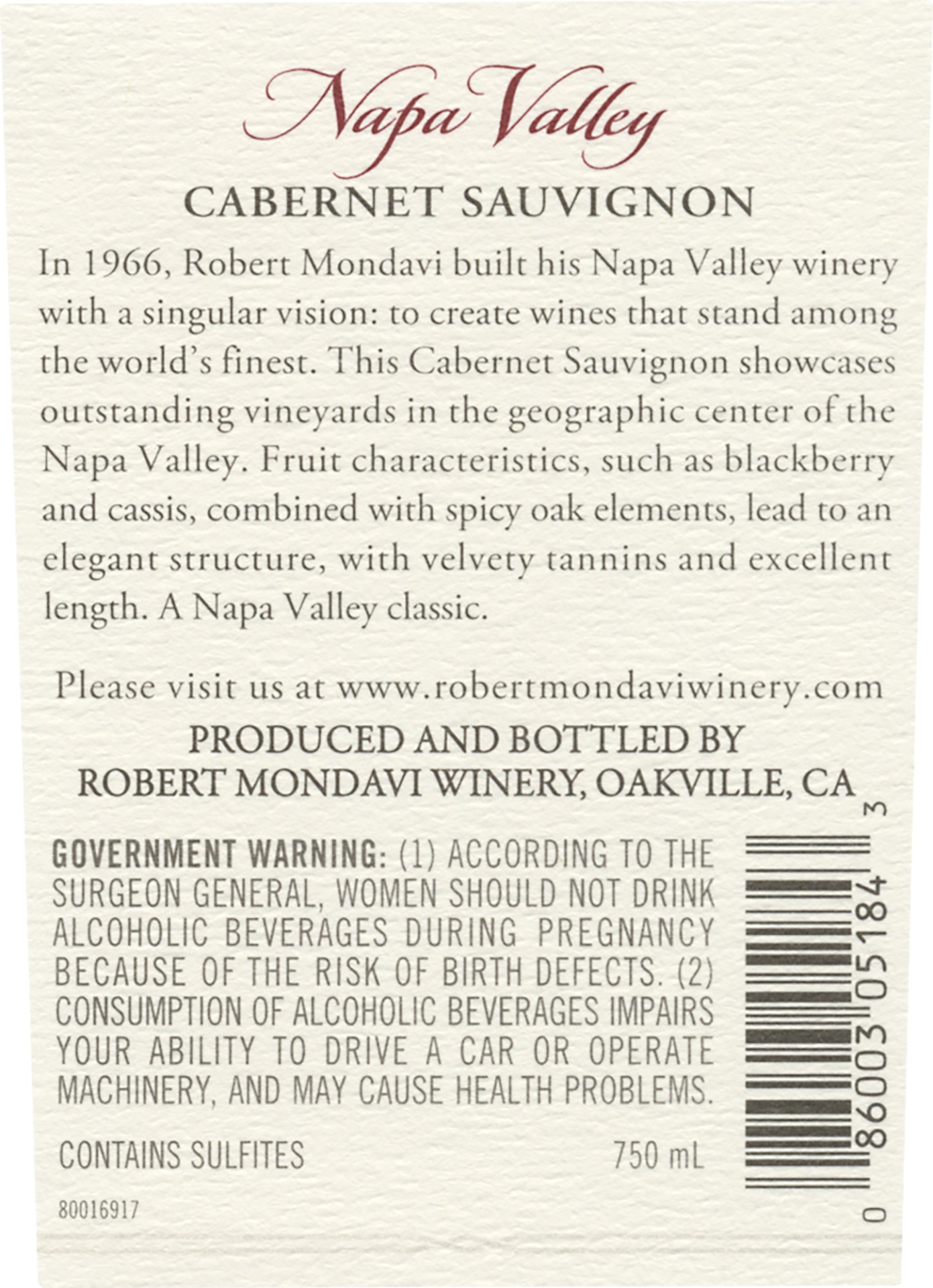 slide 3 of 3, Robert Mondavi Winery Napa Valley Cabernet Sauvignon Red Wine, 750 ml