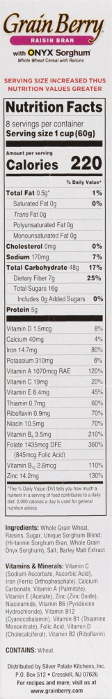 slide 3 of 6, Grain Berry Whole Wheat Raisin Bran Cereal - 16.6 oz, 16.6 oz