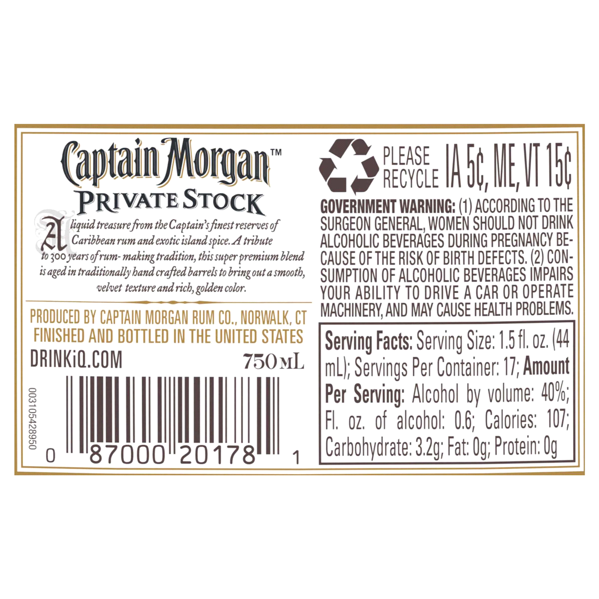 slide 2 of 3, Captain Morgan Private Stock Spiced Rum, 750 ml