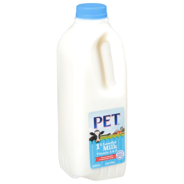 slide 1 of 1, PET Dairy 1% Low Fat Milk, 1 qt