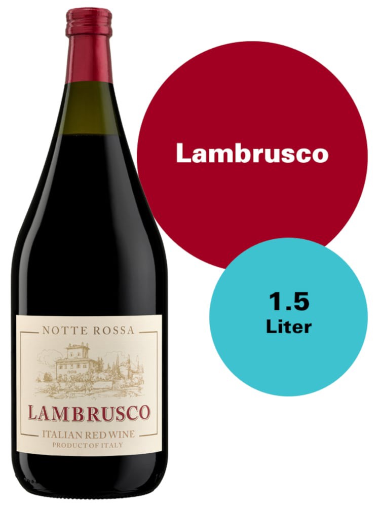 slide 3 of 3, Notte Rossa Lambrusco Italian Red Wine, 1.5 liter