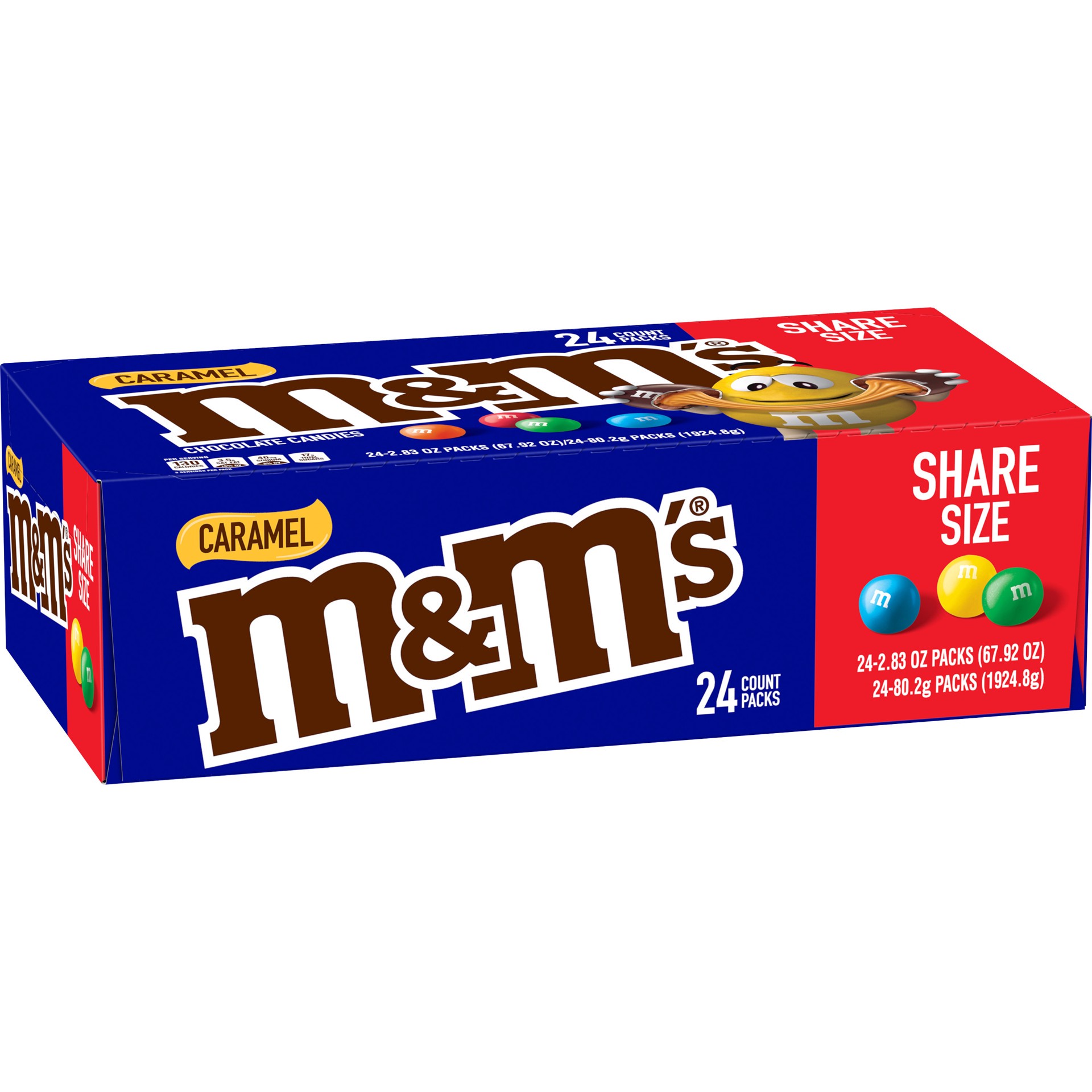slide 1 of 5, M&M's, Caramel Chocolate Candy, Sharing Size, 2.83 Oz, 24 Ct, 24 ct; 2.83 oz