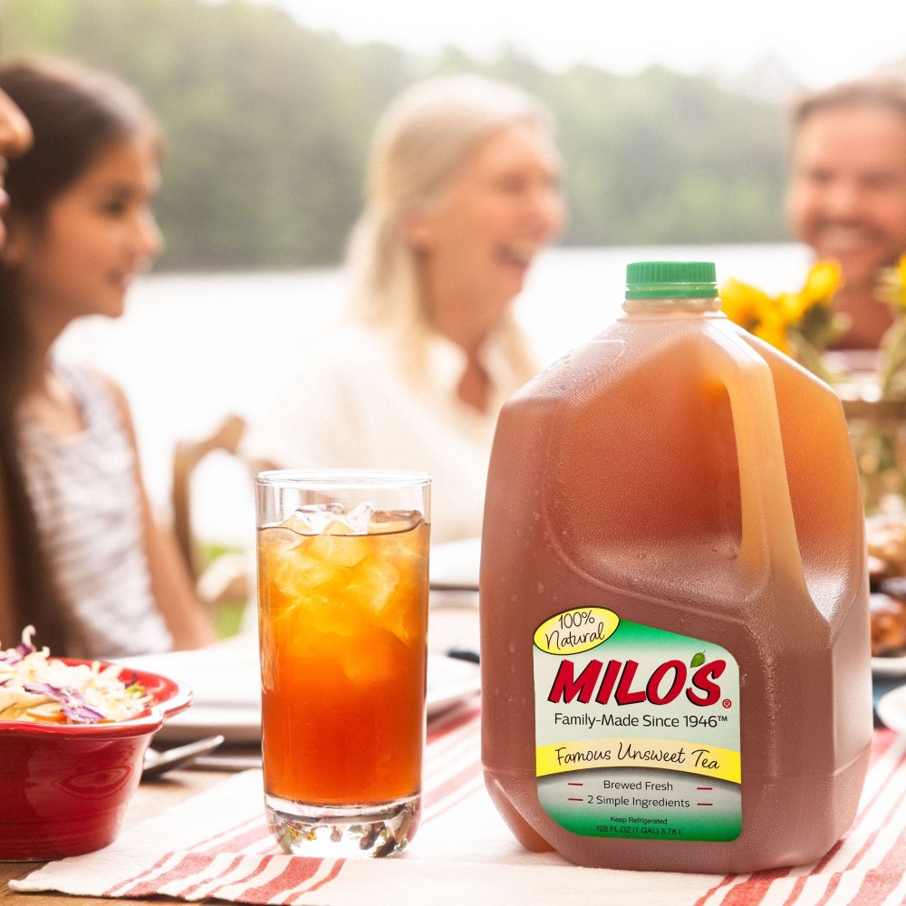 slide 3 of 3, Milo's Tea, Unsweet, Famous, 128 fl oz