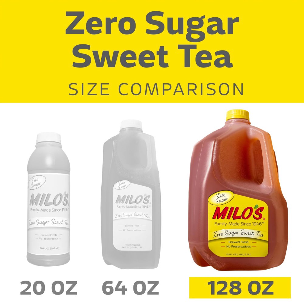 slide 5 of 6, Milo's Zero Sugar Sweet Tea, 128 fl oz