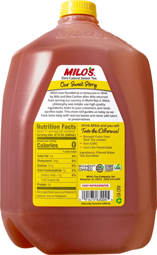 slide 5 of 6, Milo's Zero Sugar Sweet Tea, 128 fl oz