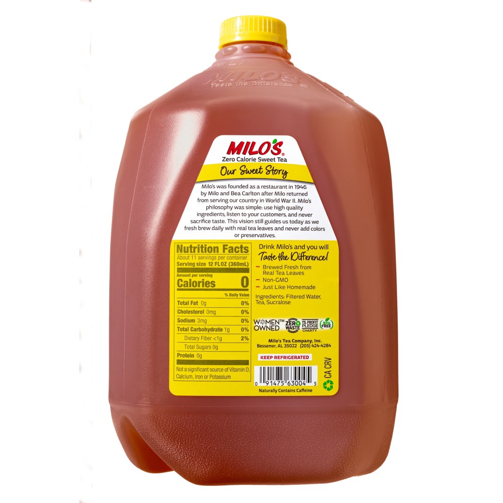 slide 2 of 2, Milo's Zero Sugar Sweet Tea, 128 fl oz