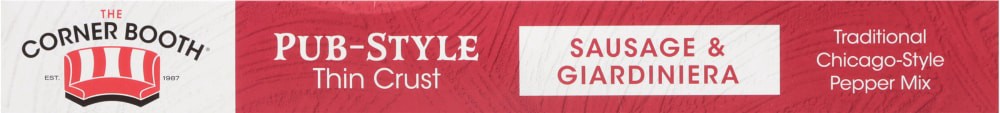 slide 2 of 3, The Corner Booth Premium Pub-Style Thin Crust Sausage & Giardiniera Pizza 23.50 oz, 23.5 oz