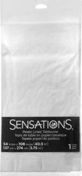 Sensations Plastic Lined Tablecover - White