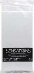Sensations Tablecover, Plastic Lined, White