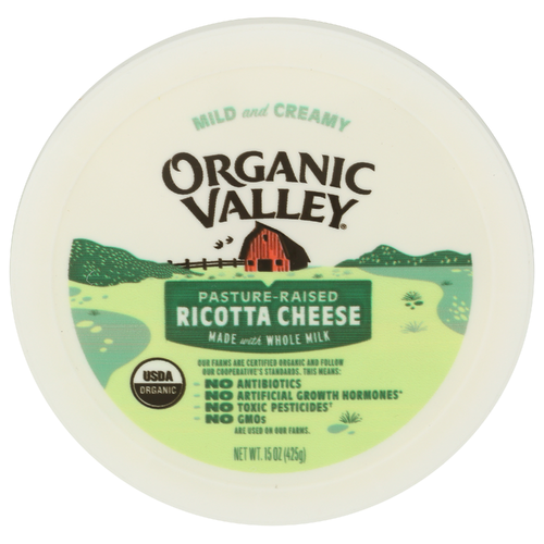 slide 1 of 1, Organic Valley Organic Ricotta Cheese, 15 oz