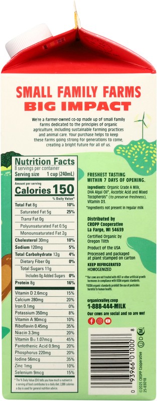 slide 3 of 5, Organic Valley Family First Whole Milk 0.5 gal, 1/2 gal