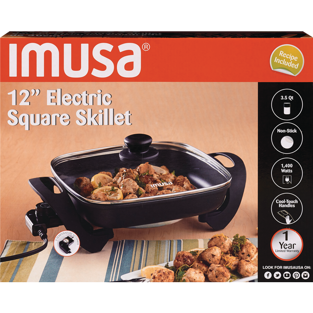 slide 1 of 1, IMUSA Elec 12'' Sq Skillet, 12 in