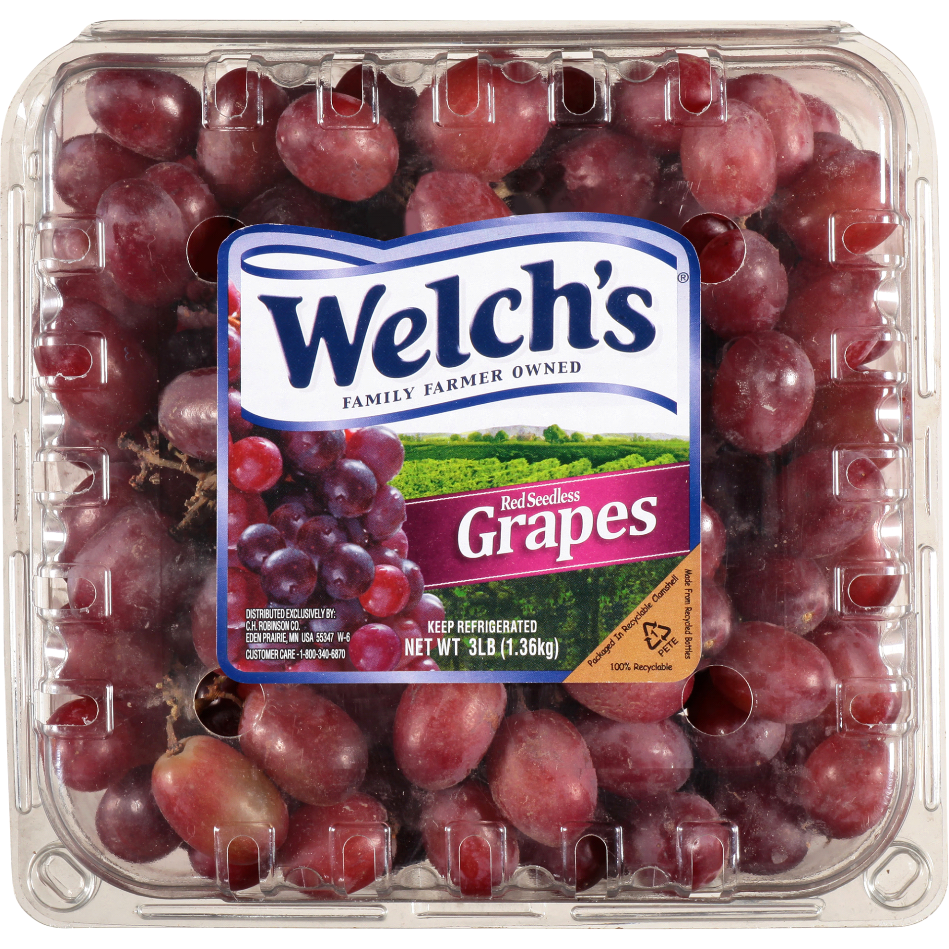 slide 1 of 1, Welchs Red Seedless Grapes Container, 3 lb