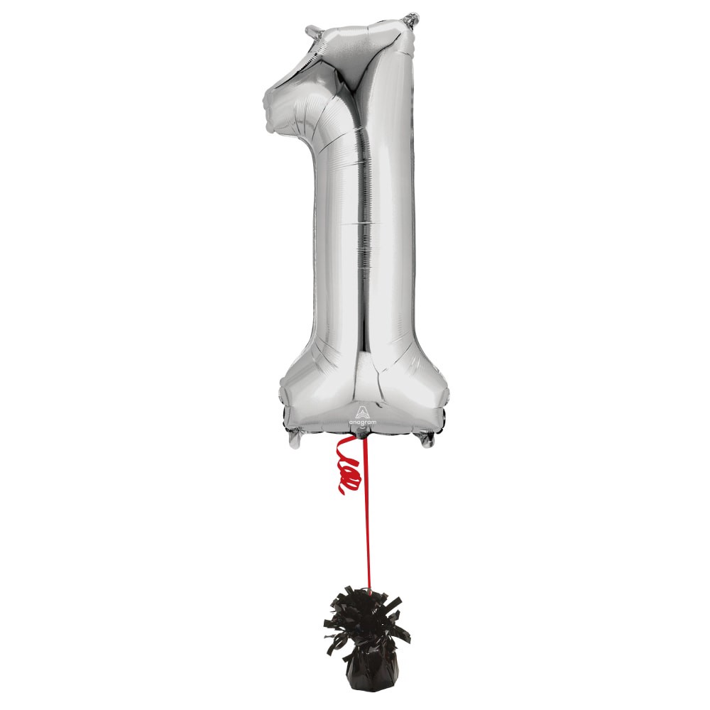 slide 4 of 4, burton + BURTON Number 1 Shape Balloon, 1 ct