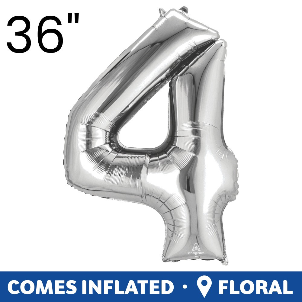 slide 3 of 4, burton + BURTON Number 4 Shape Balloon, 1 ct