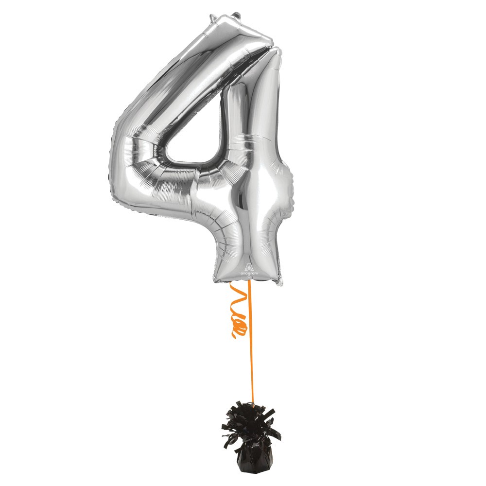 slide 4 of 4, burton + BURTON Number 4 Shape Balloon, 1 ct