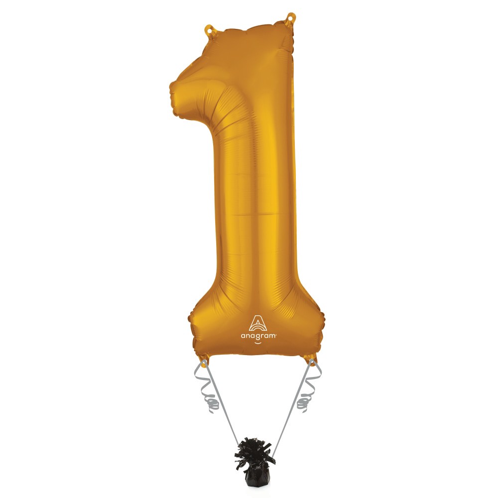 slide 3 of 5, Gold Number 1 Helium Filled Balloon - 34 Inches Big, 1 ct