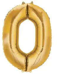 Gold Number 0 Helium Filled Balloon - 34 Inches Big