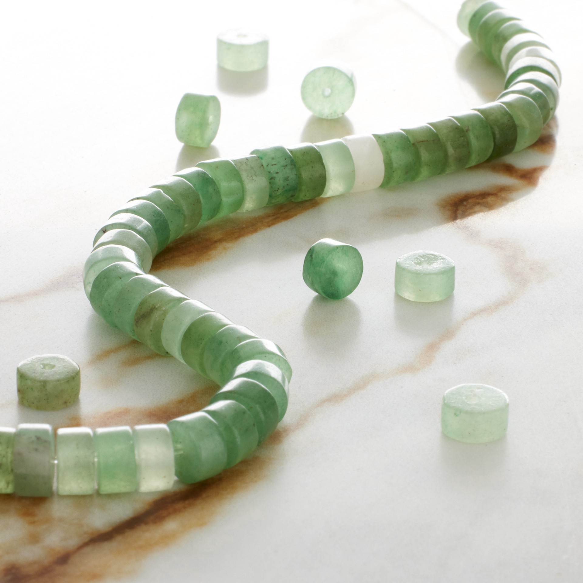 slide 2 of 3, Green Aventurine Heishi Beads By Bead Landing, 6 mm