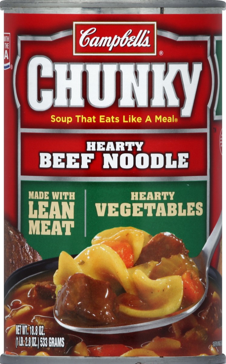 slide 2 of 2, Campbell's Chunky Hearty Beef Noodle Soup, 18.8 oz
