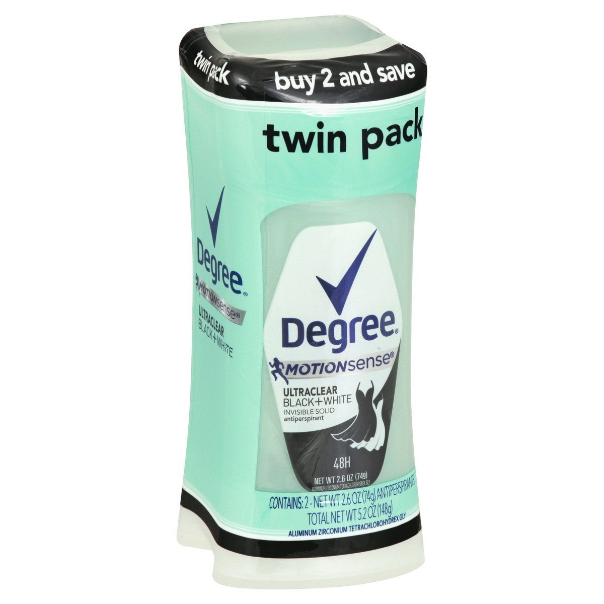 slide 3 of 9, Degree UltraClear Antiperspirant Deodorant Black+White, 2.6 oz, Twin Pack, 2.6 oz