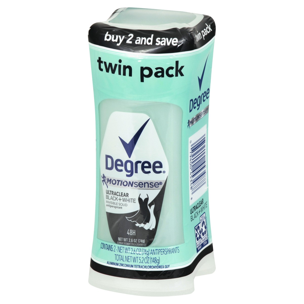 slide 4 of 9, Degree UltraClear Antiperspirant Deodorant Black+White, 2.6 oz, Twin Pack, 2.6 oz