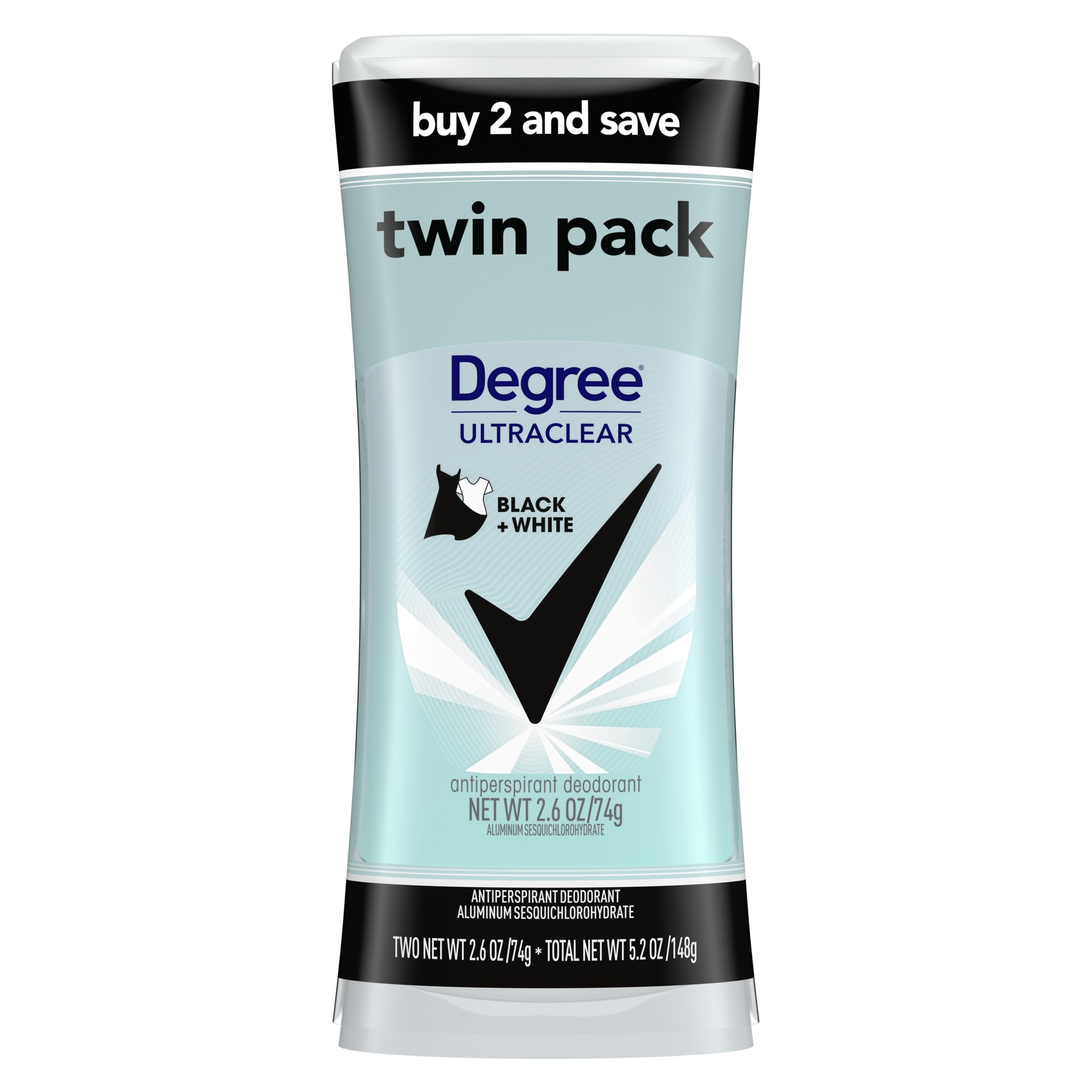 slide 1 of 9, Degree UltraClear Antiperspirant Deodorant Black+White, 2.6 oz, Twin Pack, 2.6 oz