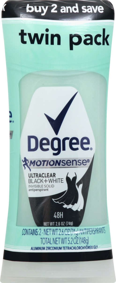 slide 2 of 9, Degree UltraClear Antiperspirant Deodorant Black+White, 2.6 oz, Twin Pack, 2.6 oz