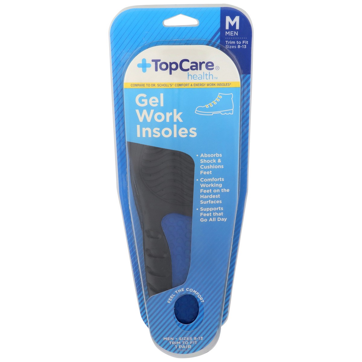 slide 1 of 8, TopCare High Energy Gel Work Insoles For Men, Conforts Working Feet, 1 pair