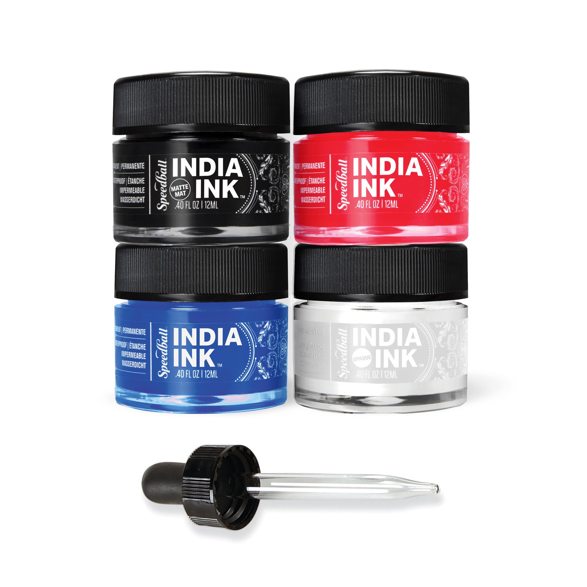 slide 7 of 8, Speedball India Ink Basic Color Set, 0.4 fl oz