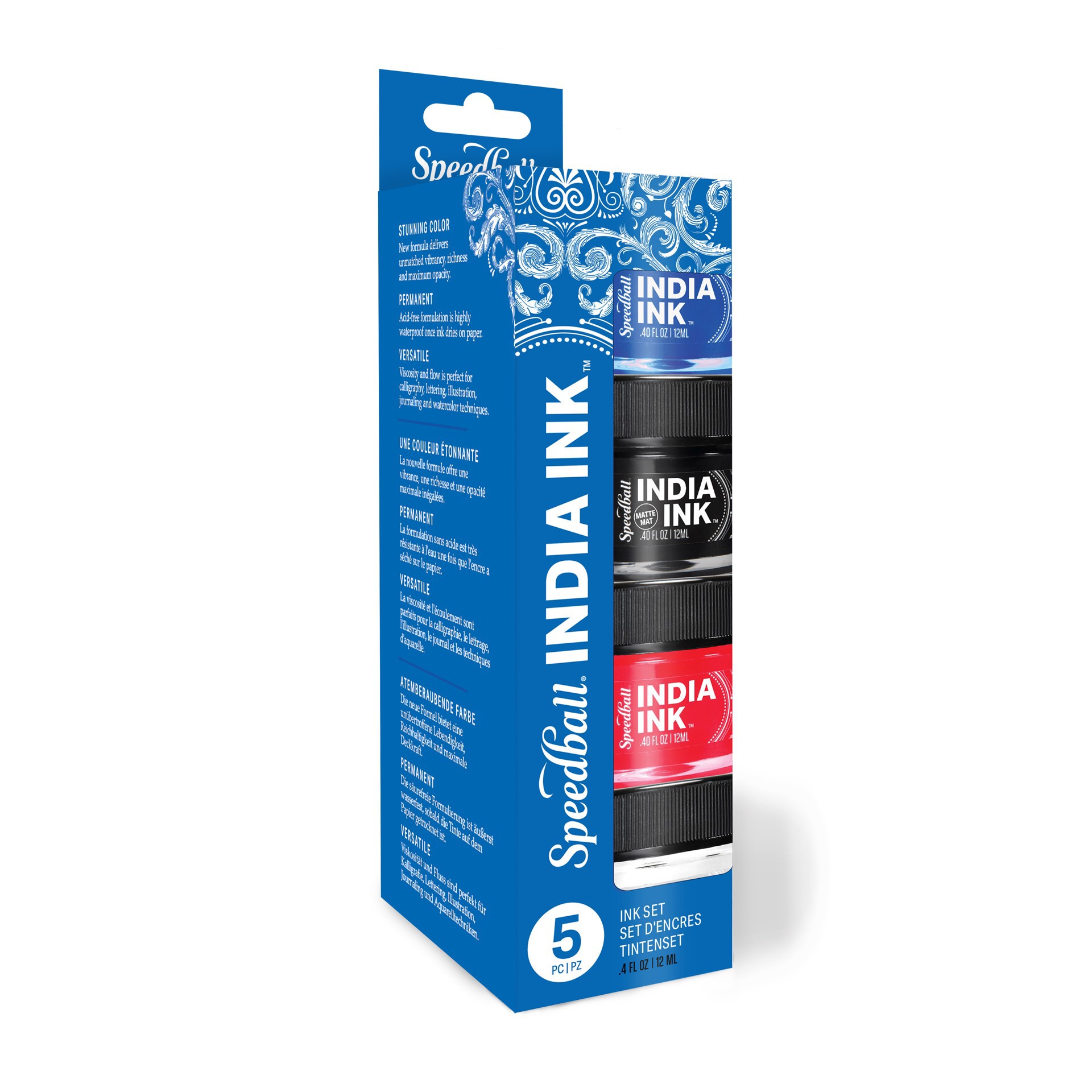 slide 3 of 8, Speedball India Ink Basic Color Set, 0.4 fl oz