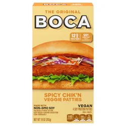 BOCA Non-GMO Soy Spicy Chik’n Veggie Patties, 4 ct - 10.0 oz Box