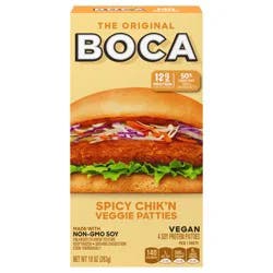 BOCA Non-GMO Soy Spicy Chik’n Veggie Patties, 4 ct - 10.0 oz Box