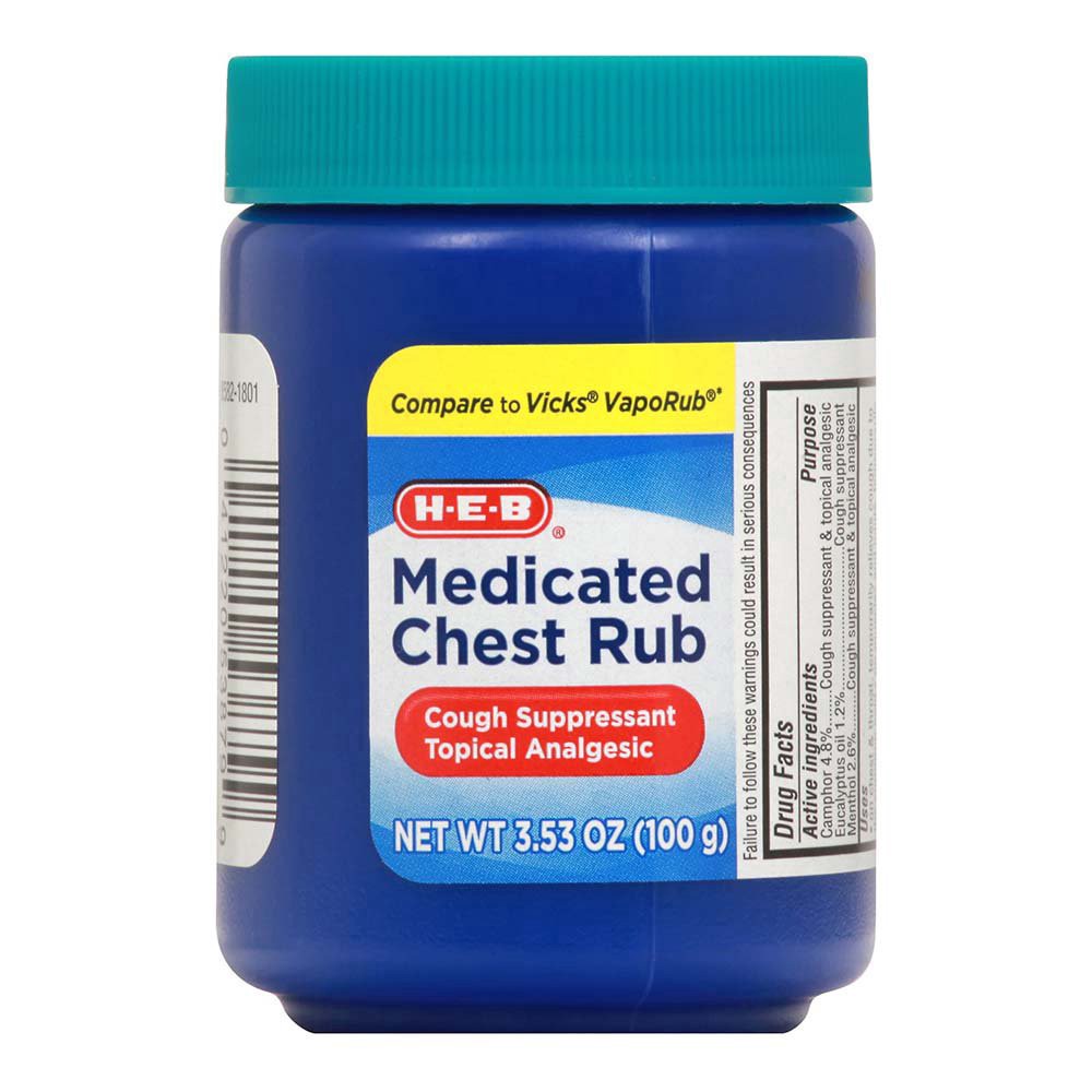 slide 1 of 1, H-E-B Medicated Chest Rub, 3.53 oz