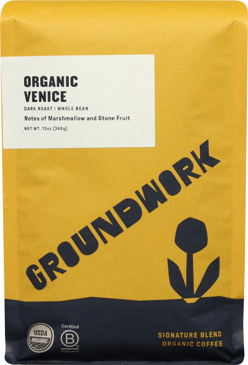 slide 6 of 9, Groundwork Dark Roast Whole Bean Organic Venice Coffee 12 oz, 12 oz