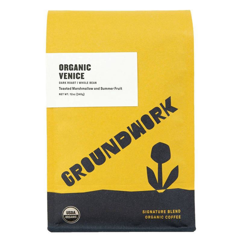 slide 1 of 9, Groundwork Dark Roast Whole Bean Organic Venice Coffee 12 oz, 12 oz