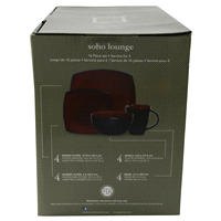 slide 3 of 21, Gibson Home SoHo Lounge Red Square Dinnerware, 16 ct