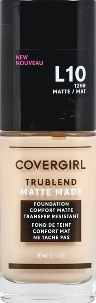 slide 1 of 1, Covergirl Foundation, Comfort Matte, Transfer Resistant, Fair Porcelain, L10, 30 ml