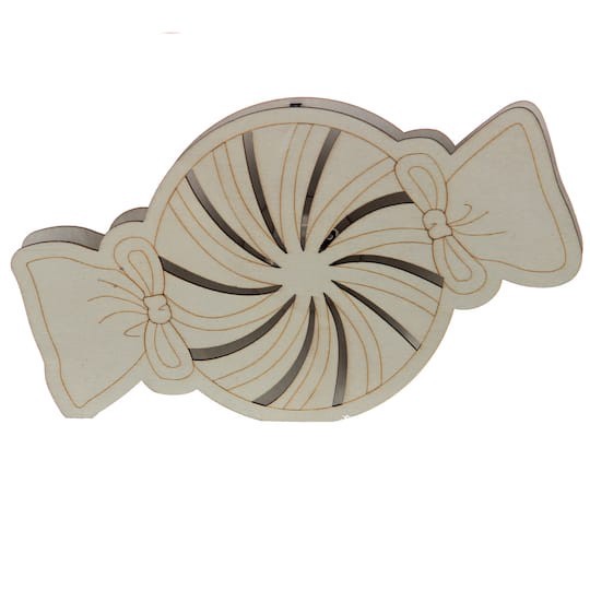 slide 1 of 3, 8.5" Unfinished Peppermint Diy Led Wood Decor By Make Market, 8.5 in