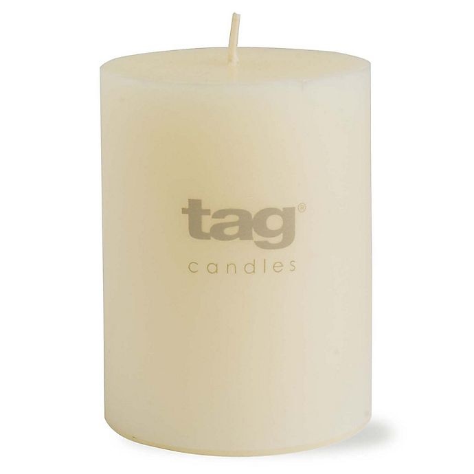 slide 1 of 1, tag Chapel Unscented Long Burning Pillar Candle - Ivory, 3 in x 4 in