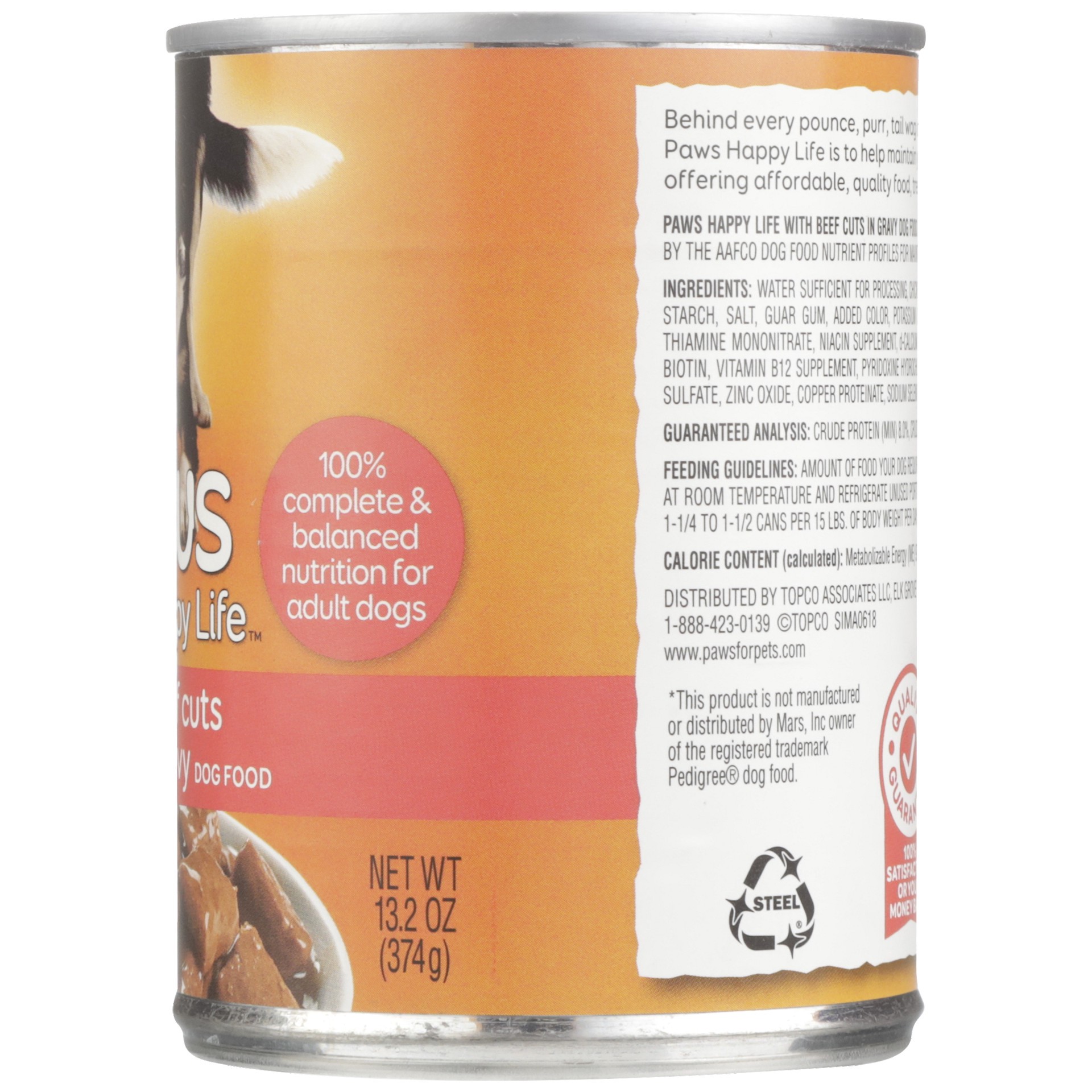 slide 2 of 6, Paws Happy Life with Beef Cuts in Gravy Dog Food 13.2 oz, 13.2 oz