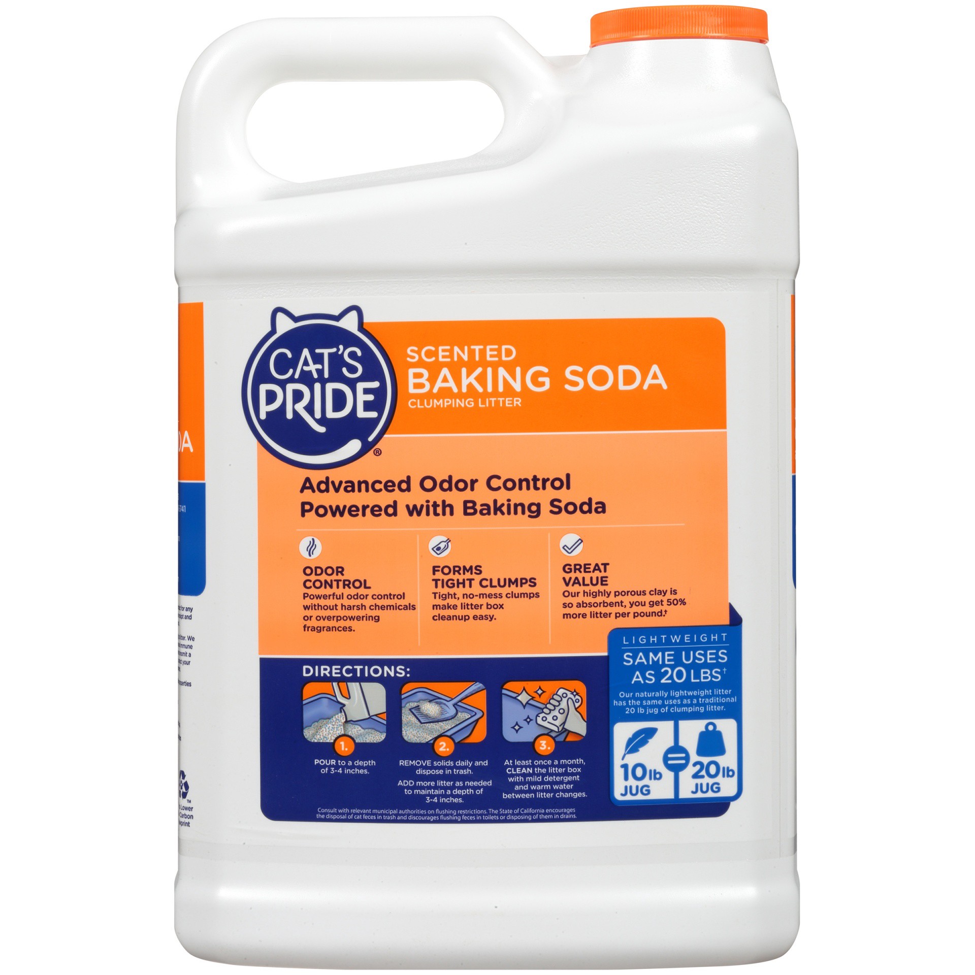 slide 4 of 7, Cat's Pride Baking Soda Advanced Odor Control Scented Multi-Cat Clumping Litter, 10 lb