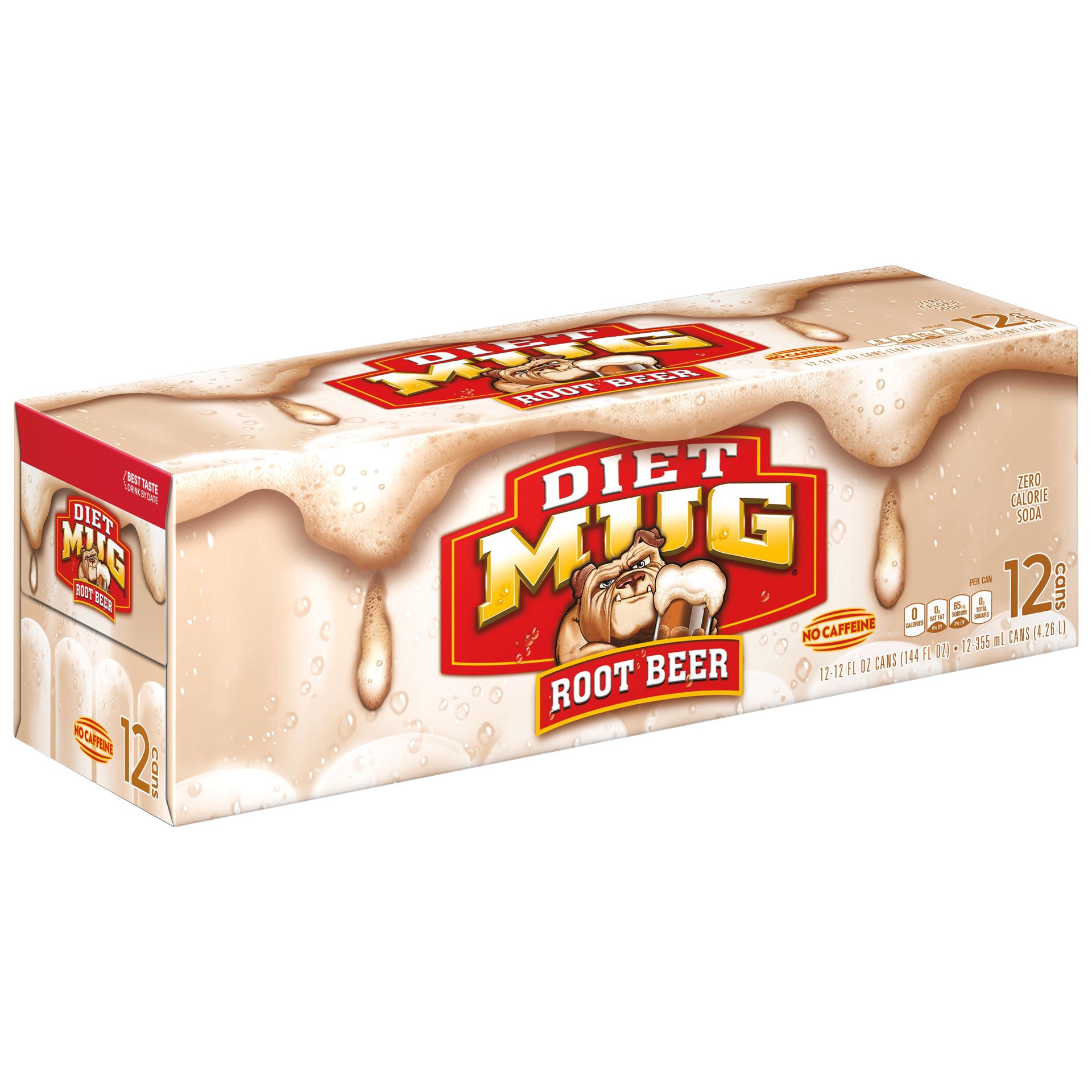 slide 2 of 3, Mug Diet Zero Calorie Soda Root Beer 12 Fl Oz 12 Count, 12 ct